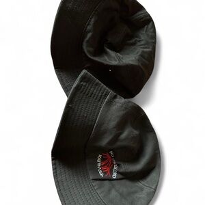 Black Bucket Hats with Red Embroidery